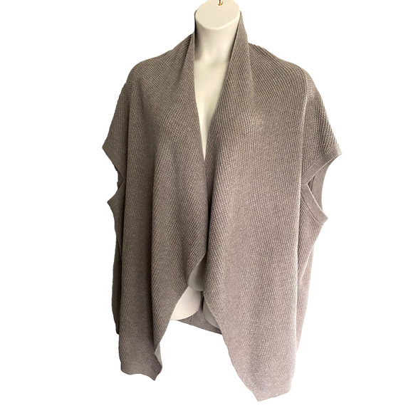 Lands' End Cardigan Open Front waffle knit pockets brown ~ 1X 16W- 18W - Picture 1 of 4